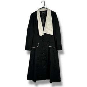 Samuel Dong Black And White Collared Trench Coat Dress Size Medium - “Hariman”